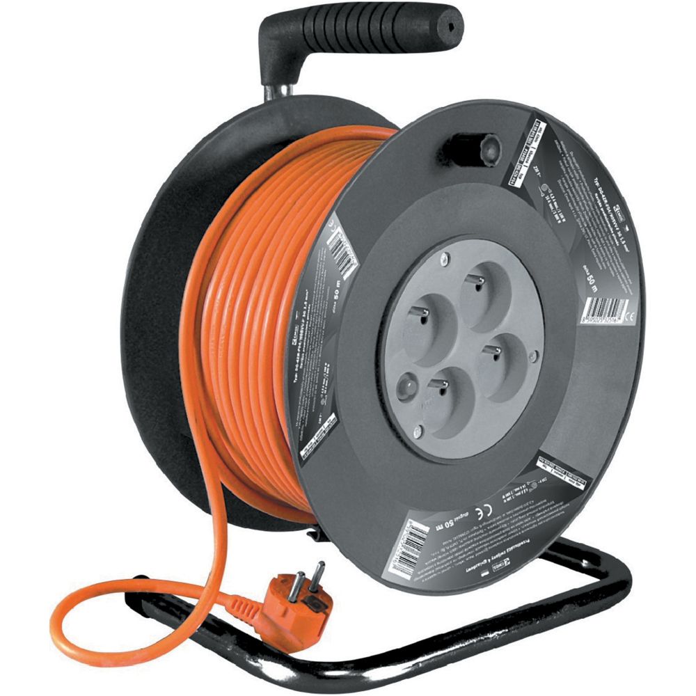 STREND PRO 213053 Prodlužovací kabel na bubnu, délka 25m, 4 zás., 3x1,5mm, oranž.