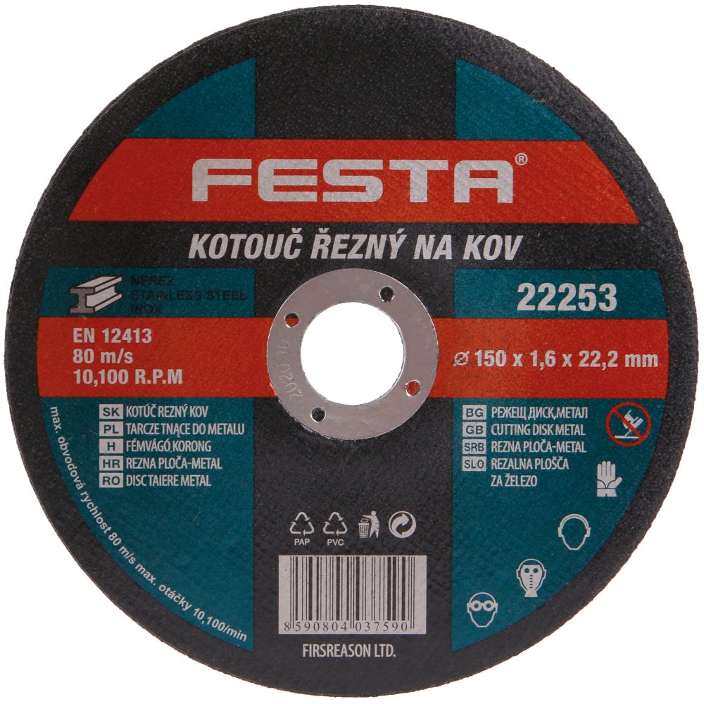 FESTA 22253 Kotouč řezný FESTA, 150 x 1,6mm, ocel