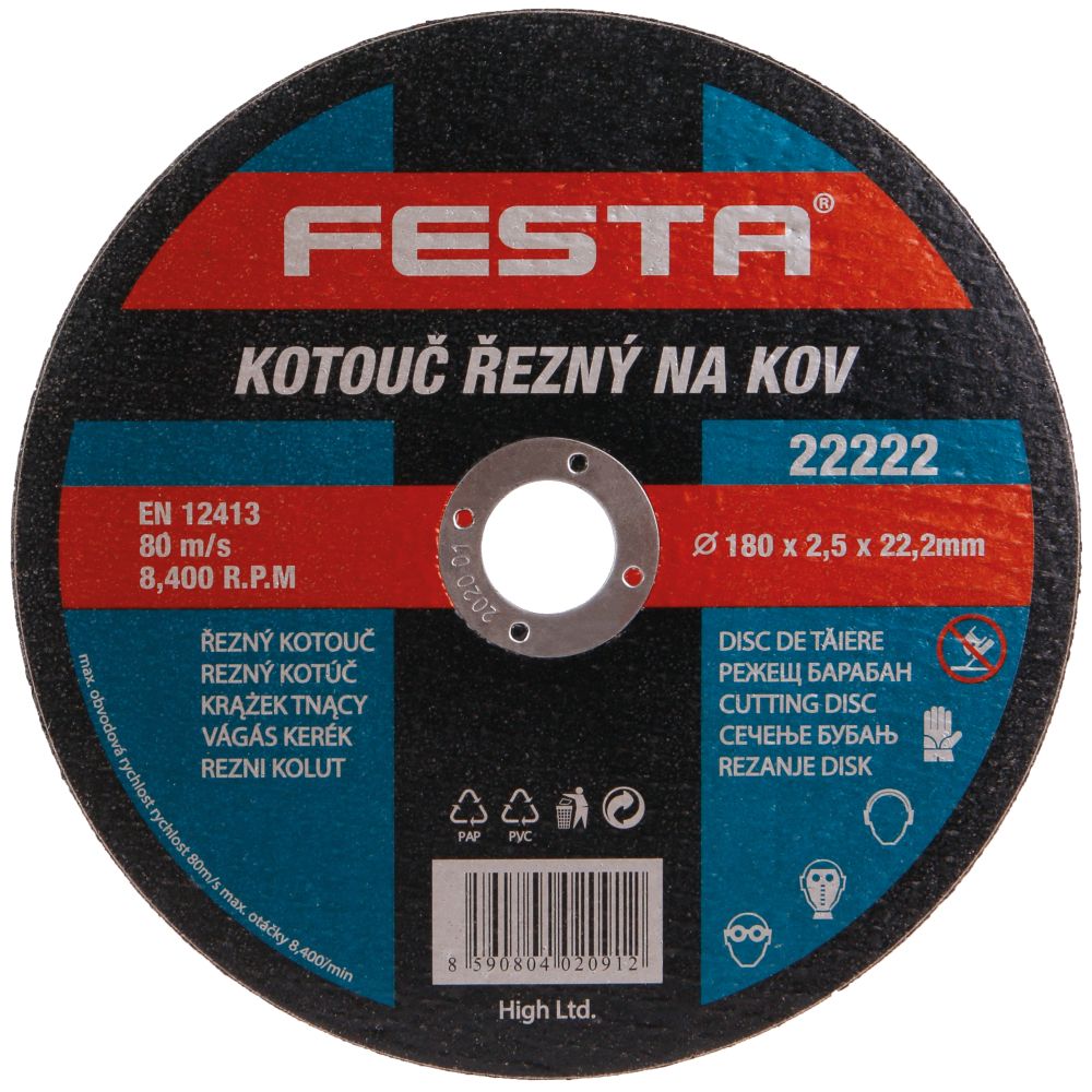 FESTA 22222 Kotouč řezný FESTA, 180 x 2,5mm, ocel