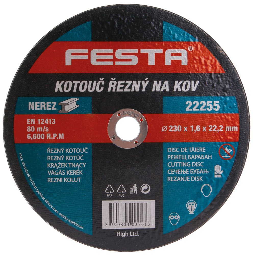 FESTA 22255 Kotouč řezný FESTA, 230 x 1,6mm, ocel