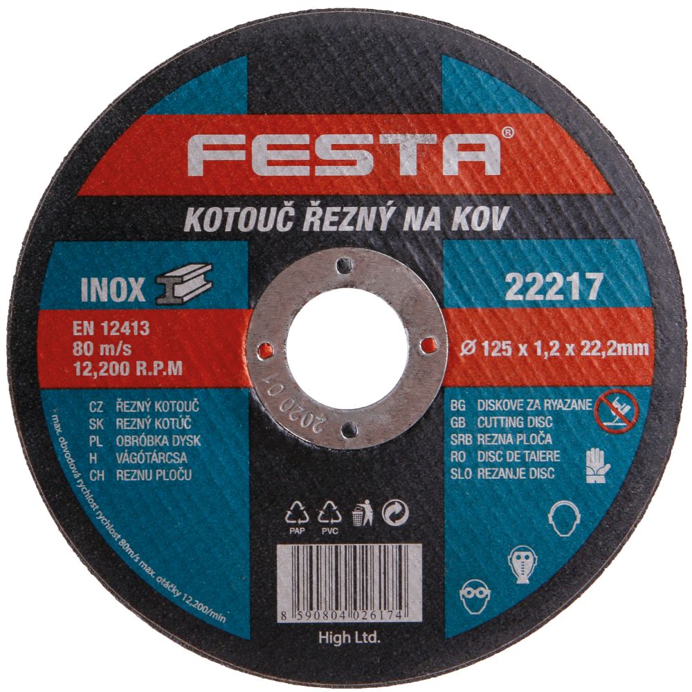 FESTA 22217 Kotouč řezný FESTA, 125 x 1,2mm, ocel + nerez