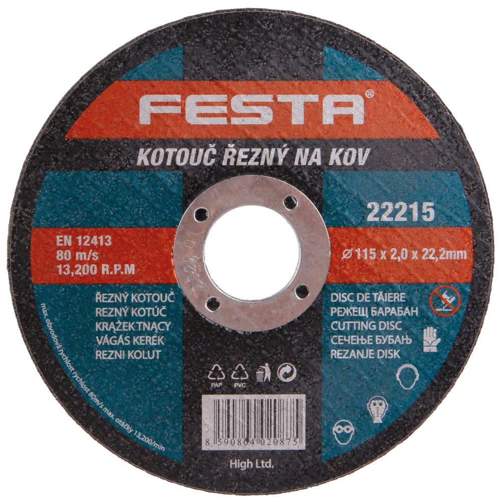 FESTA 22215 Kotouč řezný FESTA, 115 x 2,0mm, ocel