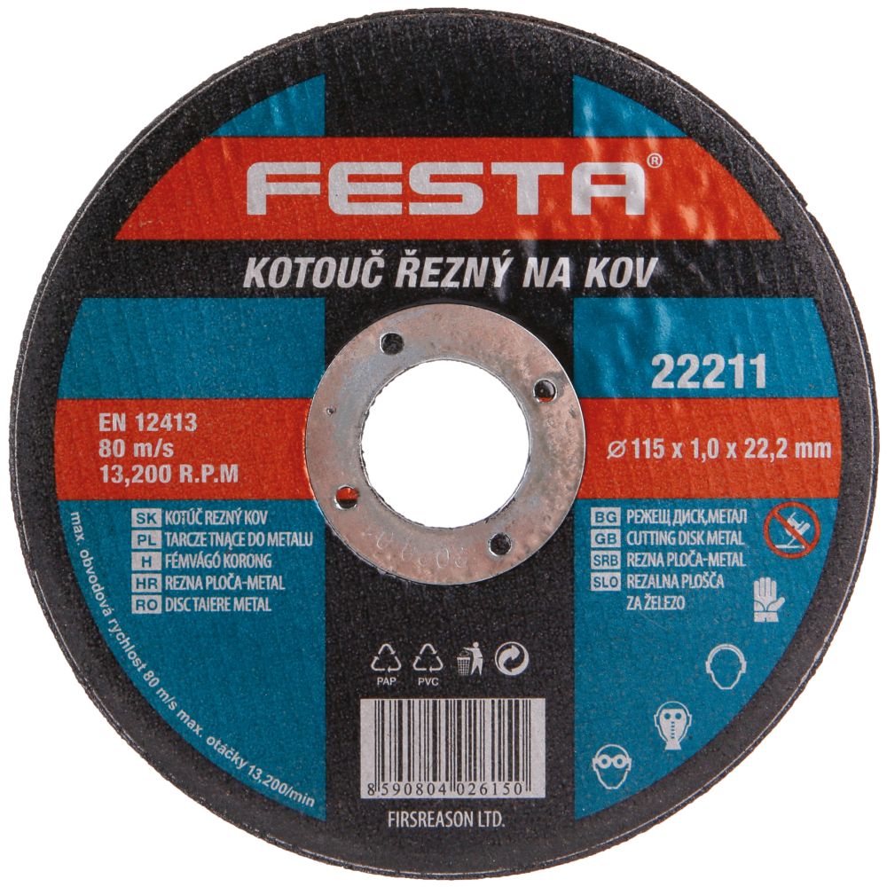 FESTA 22211 Kotouč řezný FESTA, 115 x 1,0mm, ocel + nerez