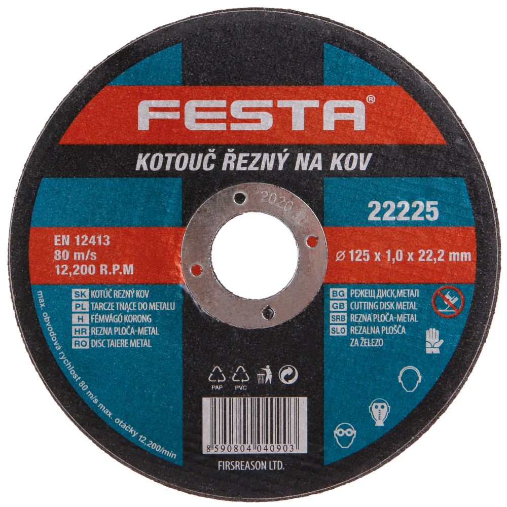 FESTA 22225 Kotouč řezný FESTA, 125 x 1,0mm, ocel + nerez