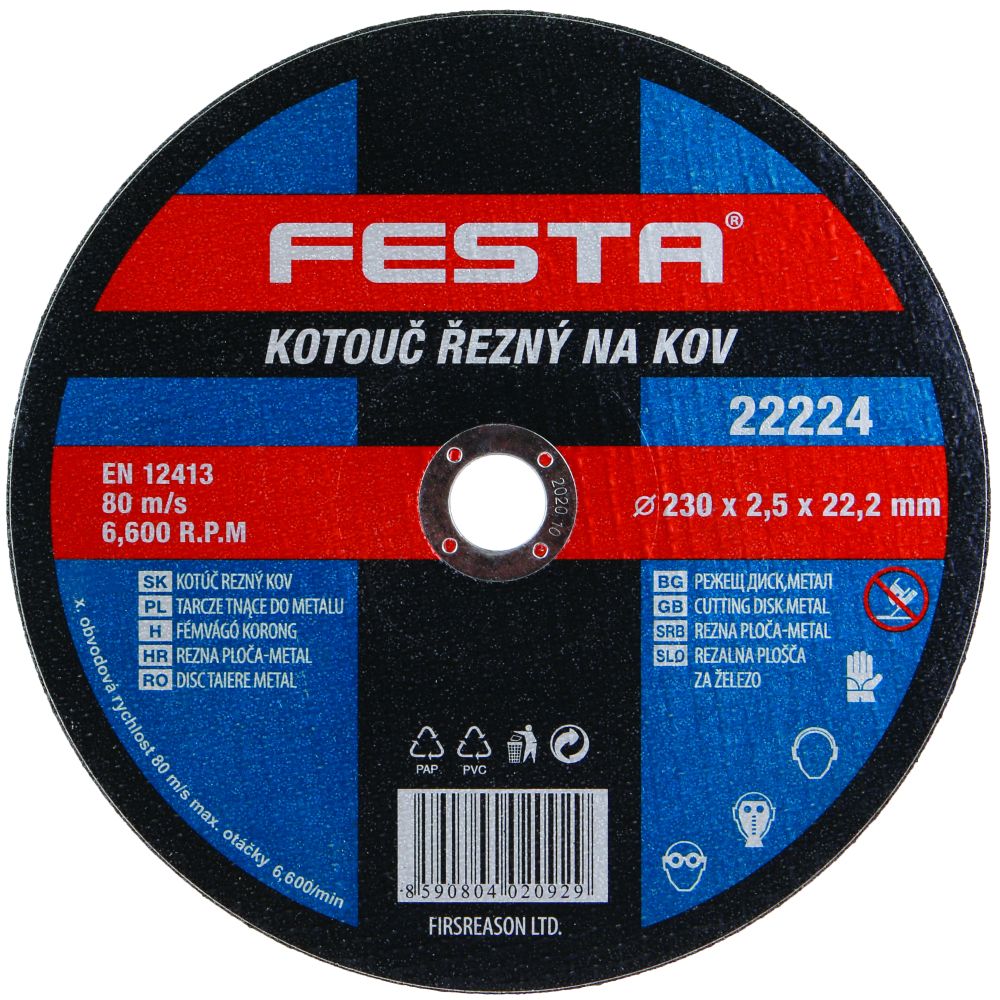 FESTA 22224 Kotouč řezný FESTA, 230 x 2,5mm, ocel
