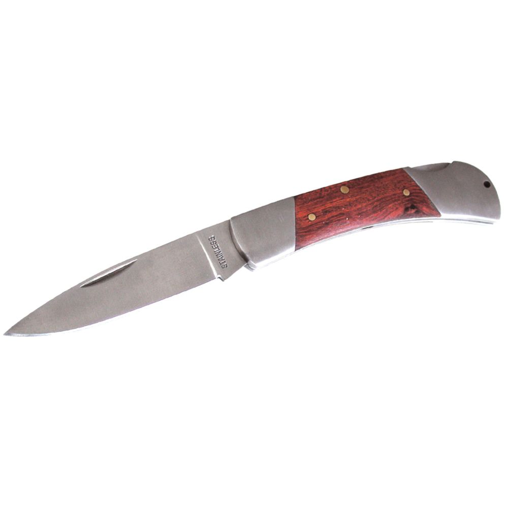 EXTOL CRAFT 91363 Nůž zavírací, nerez, rukojeť kov+dřevo, 19,3cm, EXTOL PREMIUM